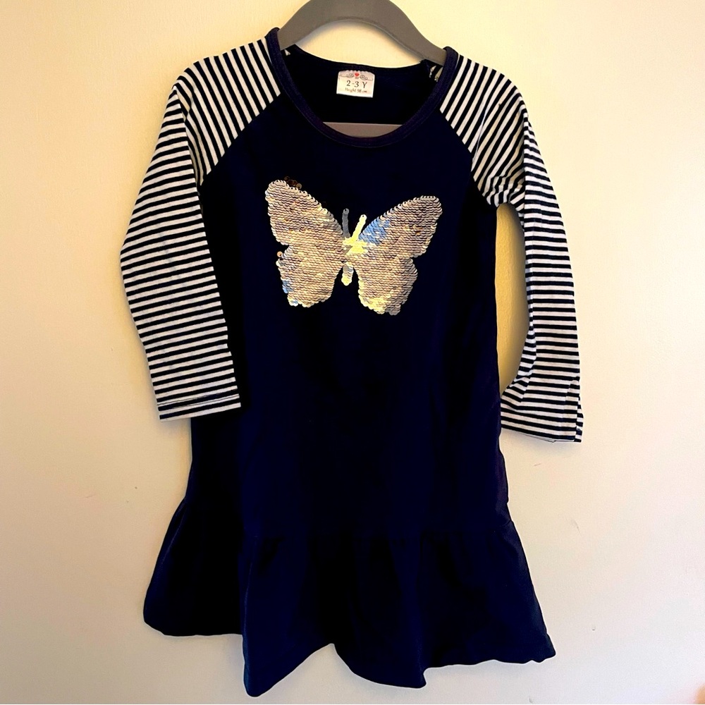 Two-Tone Sequined Butterfly Dress